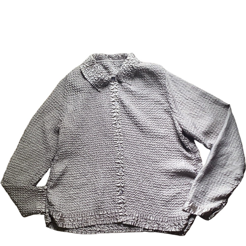 🎁Carole Little Textured Light Gray Blouse